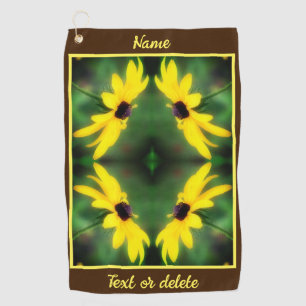Black Eyed Susan Daisy Abstract Personalised Golf Towel