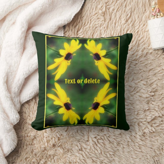 Black Eyed Susan Daisy Flower Personalised Cushion (Blanket)