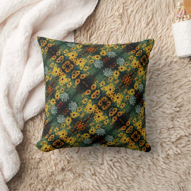 Black Eyed Susan Field Flowers Abstract Pattern   Cushion (Blanket)