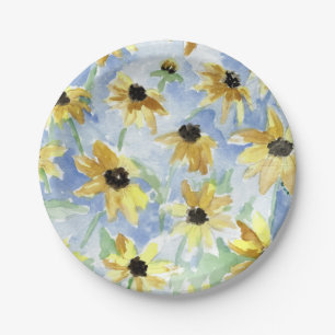 Black Eyed Susan Floral Paper Plate