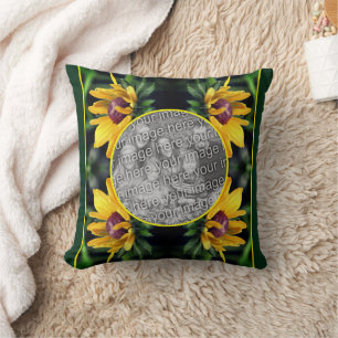 Black Eyed Susan Flower Frame Add Your Photo    Cushion
