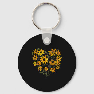 Black Eyed Susan Flower Girl Heart Valentines Day  Key Ring