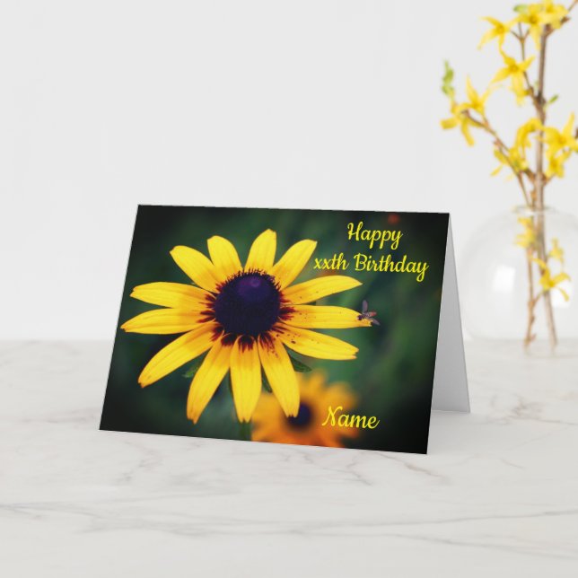 Black Eyed Susan Flower Personalised Birthday  Card (Yellow Flower)