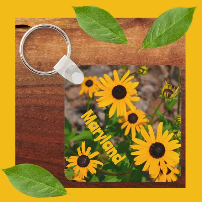 Black-eyed Susan Flower Personalised Key Ring (Creator Uploaded)