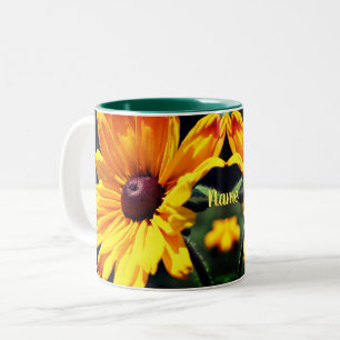 Black Eyed Susan Flower Personalised Two-Tone Coffee Mug
