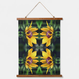 Black Eyed Susan Flower Unfolding Abstract Hanging Tapestry