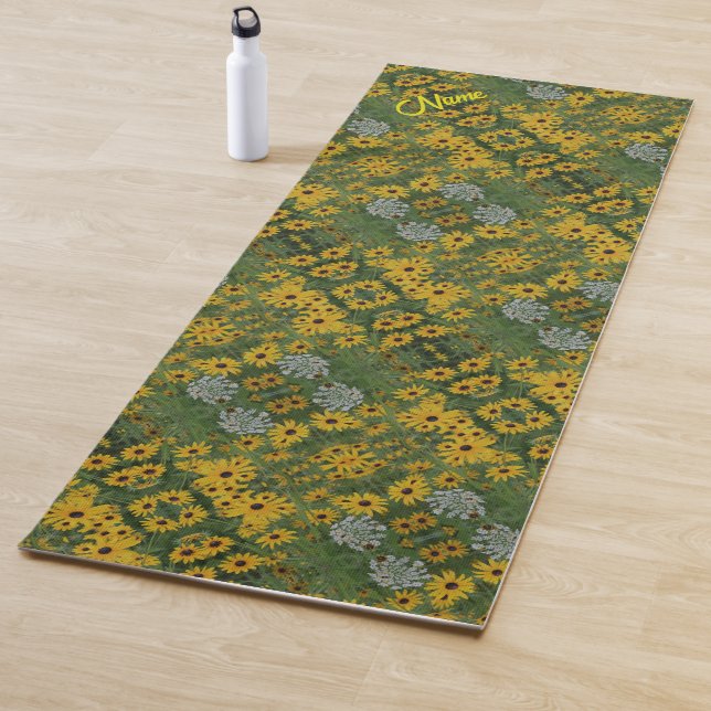 Black Eyed Susan Flowers Abstract Personalised     Yoga Mat (In Situ)