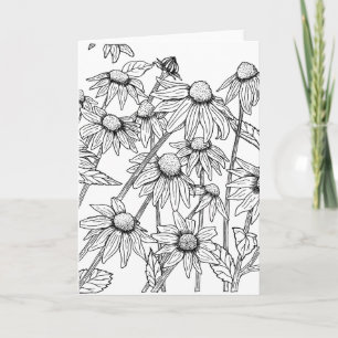Black Eyed Susan Flowers Colour It Yourself Blank Card