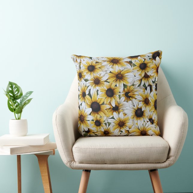 Black Eyed Susan Flowers Throw Pillow (Chair)