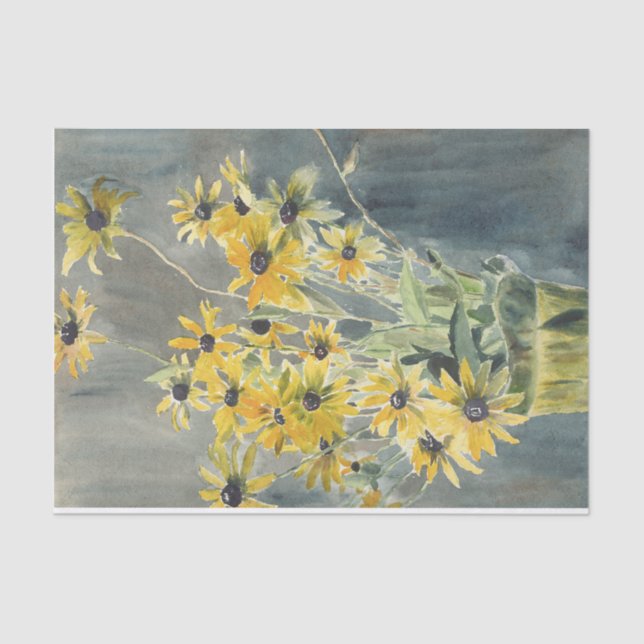 Black eyed susan in vase watercolor tissue paper (Front)