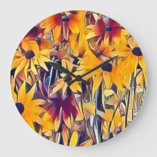 BLACK EYED SUSAN   LARGE CLOCK