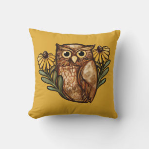 Black Eyed Susan Owl Flower Owls Cushion