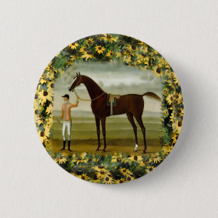 black eyed susan racehorse equine 6 cm round badge