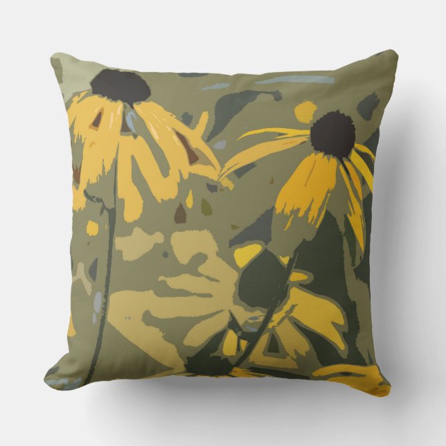 Black-Eyed Susan Rudbeckia Design OUTDOOR pillow (Front)