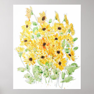 black-eyed Susan watercolor painting  Poster