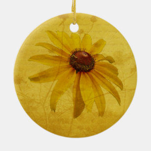 Black-Eyed Susan Wildflower Ceramic Tree Decoration