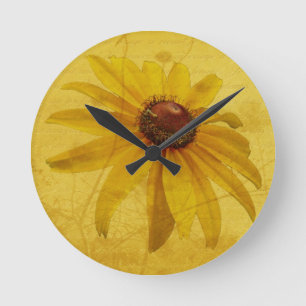 Black-Eyed Susan Wildflower Round Clock
