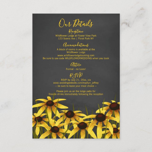 Black Eyed Susan wildflower wedding Enclosure Card (Front)