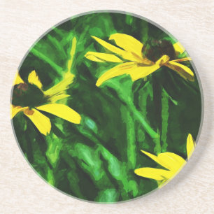 Black Eyed Susan Wildflowers Abstract Coaster