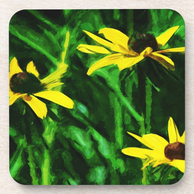 Black Eyed Susan Wildflowers Abstract Coaster (Front)