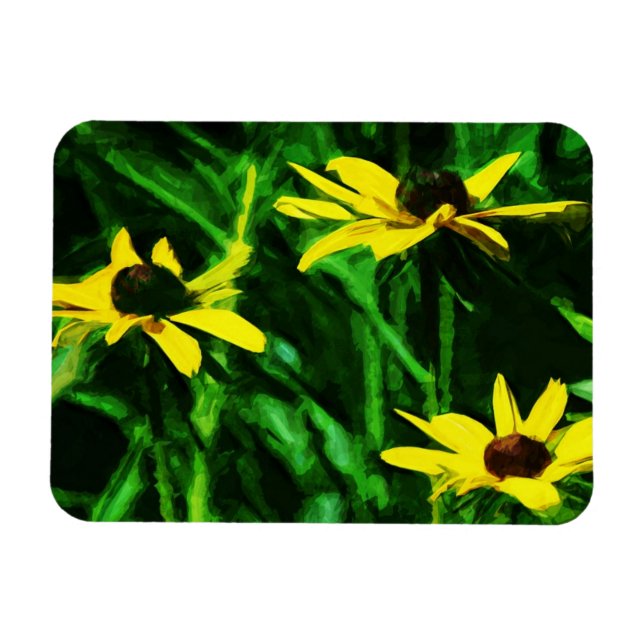 Black Eyed Susan Wildflowers Abstract Magnet (Horizontal)