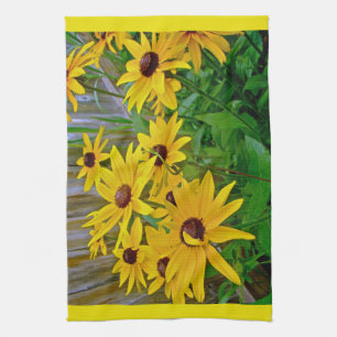 Black-Eyed Susan Wildflowers Tea Towel