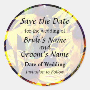 Black Eyed Susans by Fence Save the Date Classic Round Sticker