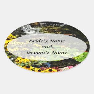 Black-Eyed Susans By Koi Pond Save the Date Oval Sticker