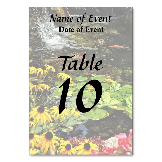 Black-Eyed Susans By Koi Pond Table Number (Front)