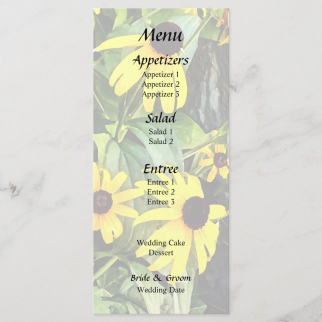 Black Eyed Susans By Stone Wall Menu (Front)