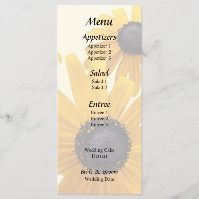 Black Eyed Susans Heart Menu (Front)