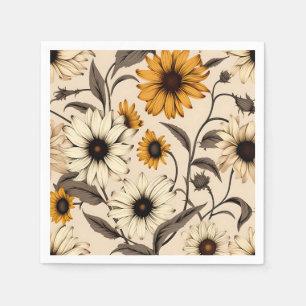 Black-Eyed Susans On Light Brown Napkin