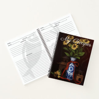 Black eyed Susans with Blue China blank Recipe Notebook