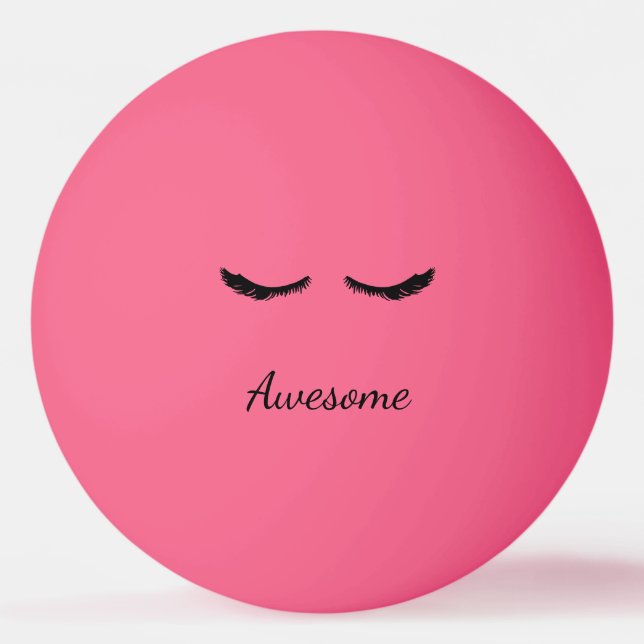 Black Eyelashes Awesome Personalised Ping Pong Ball (Front)