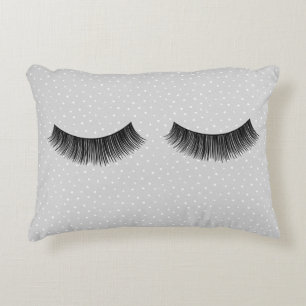 Black Eyelashes On Grey Polka Dots   Decorative Cushion