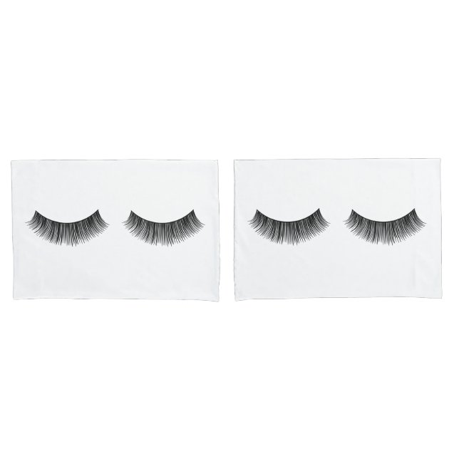 Black Eyelashes On White  Pillowcase (Front-Set)