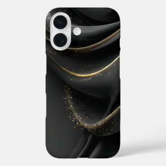 Black Fabric with Shimmering Gold iPhone 16 Case