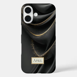 Black Fabric with Shimmering Gold iPhone 16 Case