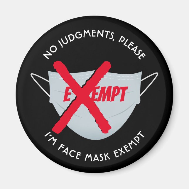 Black | FACE MASK EXEMPT Magnet (Front)