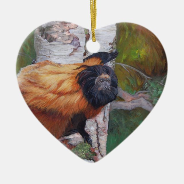 Black-faced Lion Tamarin Ceramic Tree Decoration (Front)