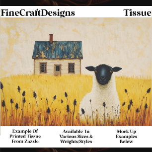 Black Faced Sheep & Cottage, Rustic FP8R Decoupage Tissue Paper
