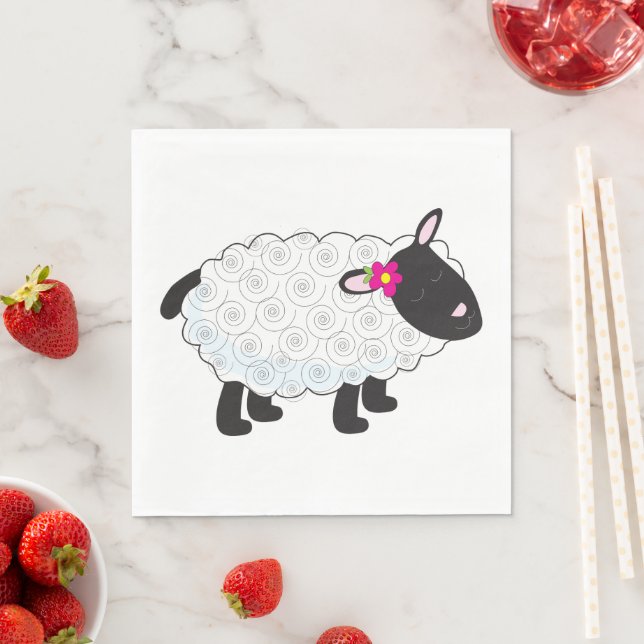 Black Faced Sheep With White Wool Napkin (Insitu)