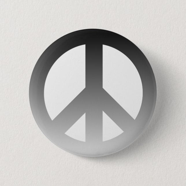 Black Fade CND Peace Symbol on White 6 Cm Round Badge (Front)