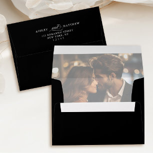 Black Faded Photo Pre-Printed Return Address 5x7 Envelope
