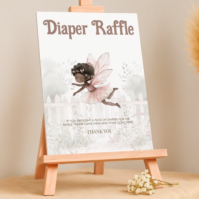 Black Fairy Baby Shower Diaper Raffle Table Sign (Creator Uploaded)