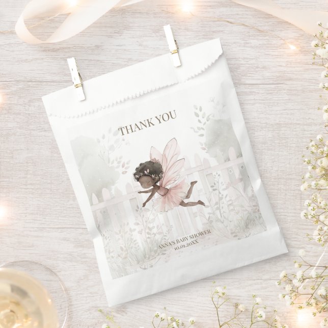 Black Fairy Baby Shower Thank You Favour Bags (Clipped)