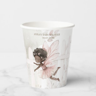 Black Fairy Girl Baby Shower Paper Cups