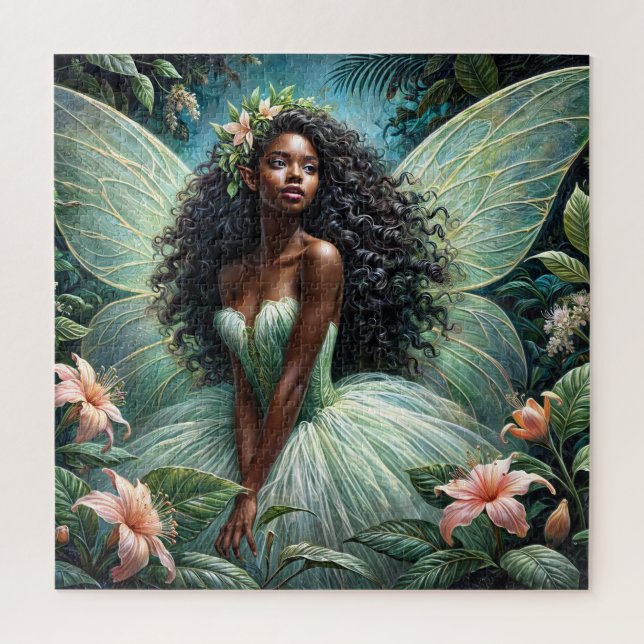 Black Fairy In Enchanted Garden Puzzle (Vertical)