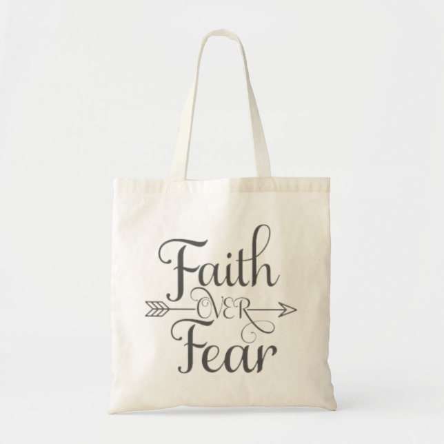 Black  Faith Over Fear Tote Bag (Front)