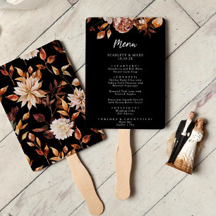 Black Fall Floral Menu Set of Fans